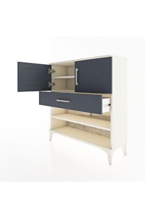 Arges Şifonyer 3 Raflı Tek Çekmeceli 2 Kapaklı 88x30x96 Aytaşı-Antrasit