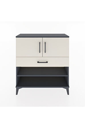 Arges Şifonyer 3 Raflı Tek Çekmeceli 2 Kapaklı 88x30x96 Antrasit-Aytaşı