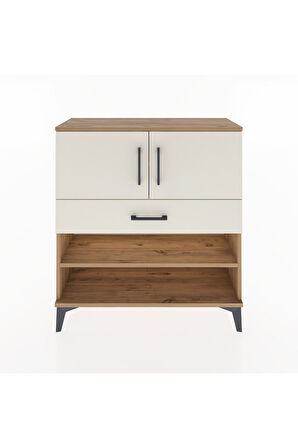 Arges Şifonyer 3 Raflı Tek Çekmeceli 2 Kapaklı 88x30x96 Çam-Aytaşı