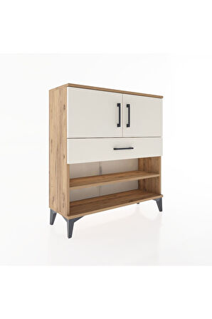 Arges Şifonyer 3 Raflı Tek Çekmeceli 2 Kapaklı 88x30x96 Çam-Aytaşı