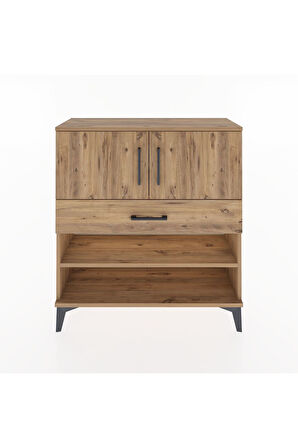 Arges Şifonyer 3 Raflı Tek Çekmeceli 2 Kapaklı 88x30x96 Çam-Çam