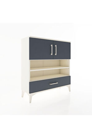 Arges Şifonyer 4 Raflı Tek Çekmeceli 2 Kapaklı 88x30x96 Aytaşı-Antrasit
