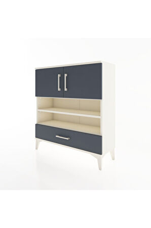 Arges Şifonyer 4 Raflı Tek Çekmeceli 2 Kapaklı 88x30x96 Aytaşı-Antrasit