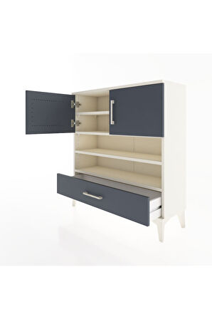 Arges Şifonyer 4 Raflı Tek Çekmeceli 2 Kapaklı 88x30x96 Aytaşı-Antrasit