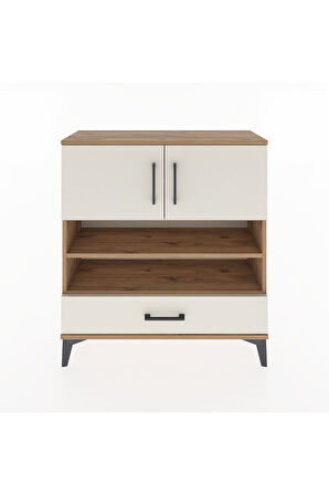 Arges Şifonyer 4 Raflı Tek Çekmeceli 2 Kapaklı 88x30x96 Çam-Aytaşı
