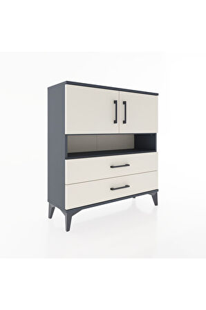 Arges Şifonyer 3 Raflı 2 Çekmeceli 2 Kapaklı 88x30x96 Antrasit-Aytaşı