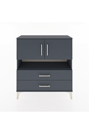 Arges Şifonyer 3 Raflı 2 Çekmeceli 2 Kapaklı 88x30x96 Antrasit-Antrasit