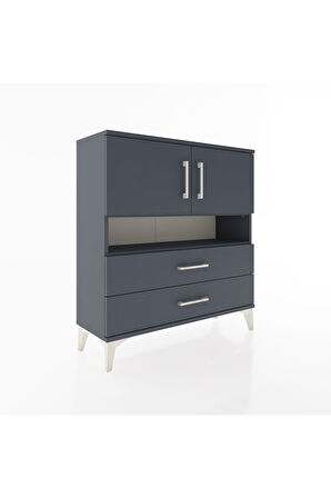 Arges Şifonyer 3 Raflı 2 Çekmeceli 2 Kapaklı 88x30x96 Antrasit-Antrasit