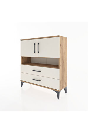 Arges Şifonyer 3 Raflı 2 Çekmeceli 2 Kapaklı 88x30x96 Çam-Aytaşı