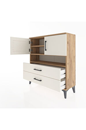 Arges Şifonyer 3 Raflı 2 Çekmeceli 2 Kapaklı 88x30x96 Çam-Aytaşı