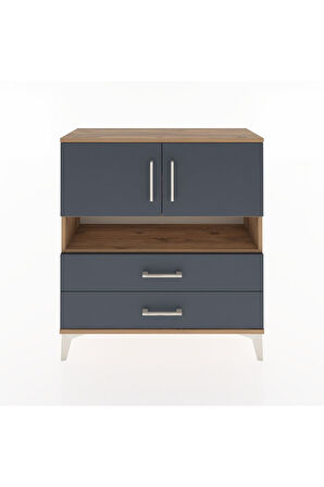 Arges Şifonyer 3 Raflı 2 Çekmeceli 2 Kapaklı 88x30x96 Çam-Antrasit