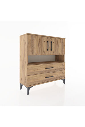 Arges Şifonyer 3 Raflı 2 Çekmeceli 2 Kapaklı 88x30x96 Çam-Çam