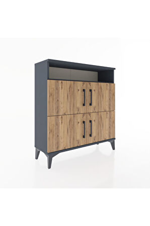 Arges Şifonyer 4 Raflı 4 Kapaklı 88x30x96 Antrasit-Çam