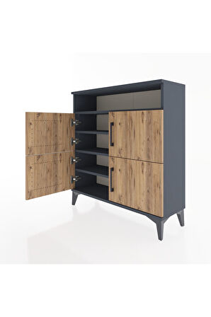 Arges Şifonyer 4 Raflı 4 Kapaklı 88x30x96 Antrasit-Çam