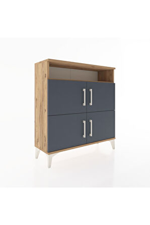 Arges Şifonyer 4 Raflı 4 Kapaklı 88x30x96 Çam-Antrasit