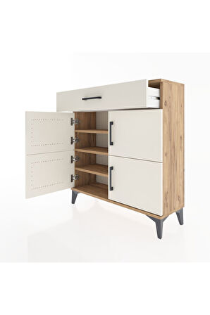 Arges Şifonyer 3 Raflı Tek Çekmeceli 4 Kapaklı 88x30x96 Çam-Aytaşı