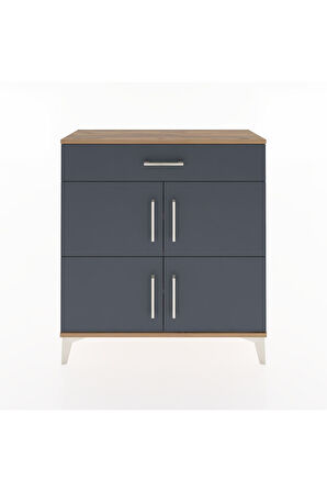 Arges Şifonyer 3 Raflı Tek Çekmeceli 4 Kapaklı 88x30x96 Çam-Antrasit