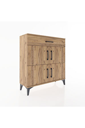 Arges Şifonyer 3 Raflı Tek Çekmeceli 4 Kapaklı 88x30x96 Çam-Çam