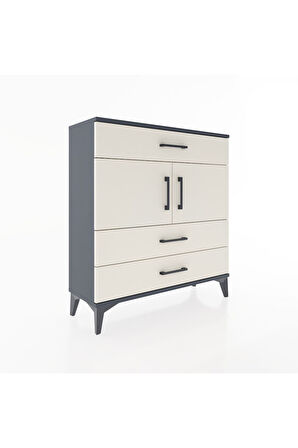 Arges Şifonyer 2 Raflı 3 Çekmeceli 2 Kapaklı 88x30x96 Antrasit-Aytaşı