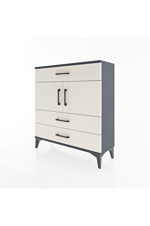 Arges Şifonyer 2 Raflı 3 Çekmeceli 2 Kapaklı 88x30x96 Antrasit-Aytaşı