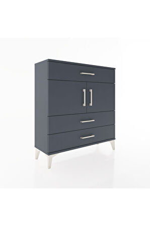 Arges Şifonyer 2 Raflı 3 Çekmeceli 2 Kapaklı 88x30x96 Antrasit-Antrasit