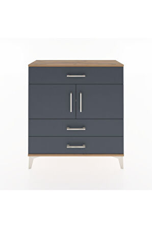 Arges Şifonyer 2 Raflı 3 Çekmeceli 2 Kapaklı 88x30x96 Çam-Antrasit