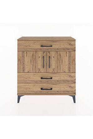 Arges Şifonyer 2 Raflı 3 Çekmeceli 2 Kapaklı 88x30x96 Çam-Çam