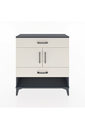 Arges Şifonyer 2 Raflı 2 Çekmeceli 2 Kapaklı 88x30x96 Antrasit-Aytaşı