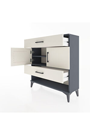 Arges Şifonyer 2 Raflı 2 Çekmeceli 2 Kapaklı 88x30x96 Antrasit-Aytaşı