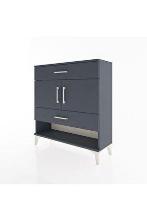 Arges Şifonyer 2 Raflı 2 Çekmeceli 2 Kapaklı 88x30x96 Antrasit-Antrasit