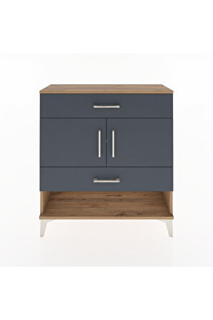 Arges Şifonyer 2 Raflı 2 Çekmeceli 2 Kapaklı 88x30x96 Çam-Antrasit