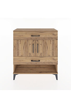 Arges Şifonyer 2 Raflı 2 Çekmeceli 2 Kapaklı 88x30x96 Çam-Çam