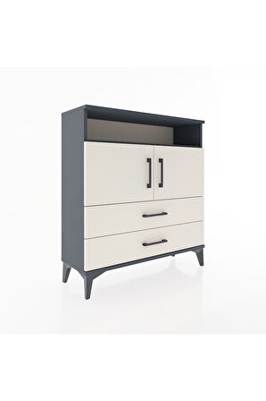 Arges Şifonyer 3 Raflı 2 Çekmeceli 2 Kapaklı 88x30x96 Antrasit-Aytaşı