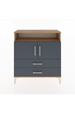 Arges Şifonyer 3 Raflı 2 Çekmeceli 2 Kapaklı 88x30x96 Çam-Antrasit