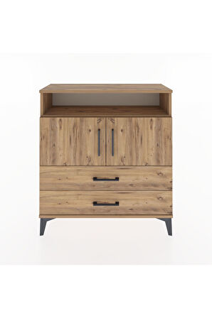 Arges Şifonyer 3 Raflı 2 Çekmeceli 2 Kapaklı 88x30x96 Çam-Çam