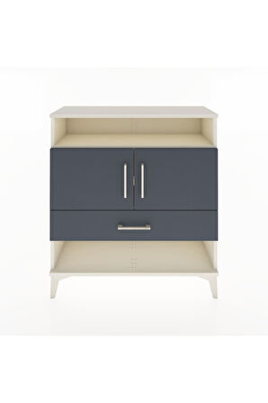 Arges Şifonyer 3 Raflı Tek Çekmeceli 2 Kapaklı 88x30x96 Aytaşı-Antrasit