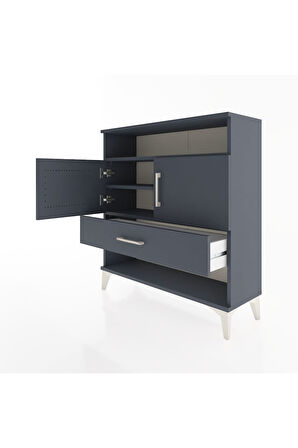 Arges Şifonyer 3 Raflı Tek Çekmeceli 2 Kapaklı 88x30x96 Antrasit-Antrasit