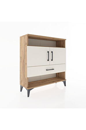 Arges Şifonyer 3 Raflı Tek Çekmeceli 2 Kapaklı 88x30x96 Çam-Aytaşı