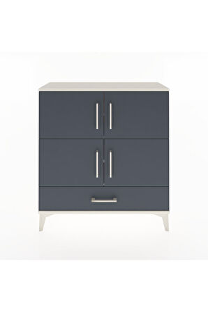 Arges Şifonyer 4 Raflı Tek Çekmeceli 4 Kapaklı 88x30x96 Aytaşı-Antrasit