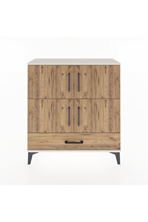 Arges Şifonyer 4 Raflı Tek Çekmeceli 4 Kapaklı 88x30x96 Aytaşı-Çam