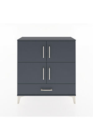 Arges Şifonyer 4 Raflı Tek Çekmeceli 4 Kapaklı 88x30x96 Antrasit-Antrasit