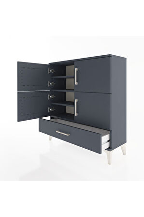 Arges Şifonyer 4 Raflı Tek Çekmeceli 4 Kapaklı 88x30x96 Antrasit-Antrasit