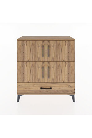 Arges Şifonyer 4 Raflı Tek Çekmeceli 4 Kapaklı 88x30x96 Çam-Çam