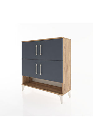 Arges Şifonyer 4 Raflı 4 Kapaklı 88x30x96 Çam-Antrasit