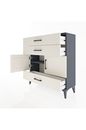 Arges Şifonyer 2 Raflı 3 Çekmeceli 2 Kapaklı 88x30x96 Antrasit-Aytaşı