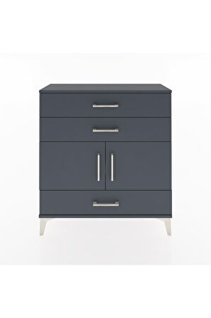 Arges Şifonyer 2 Raflı 3 Çekmeceli 2 Kapaklı 88x30x96 Antrasit-Antrasit