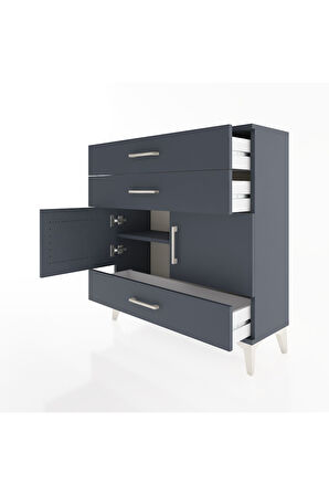 Arges Şifonyer 2 Raflı 3 Çekmeceli 2 Kapaklı 88x30x96 Antrasit-Antrasit