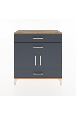 Arges Şifonyer 2 Raflı 3 Çekmeceli 2 Kapaklı 88x30x96 Çam-Antrasit