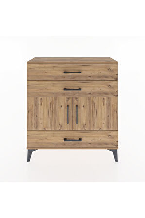 Arges Şifonyer 2 Raflı 3 Çekmeceli 2 Kapaklı 88x30x96 Çam-Çam