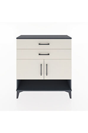 Arges Şifonyer 2 Raflı 2 Çekmeceli 2 Kapaklı 88x30x96 Antrasit-Aytaşı